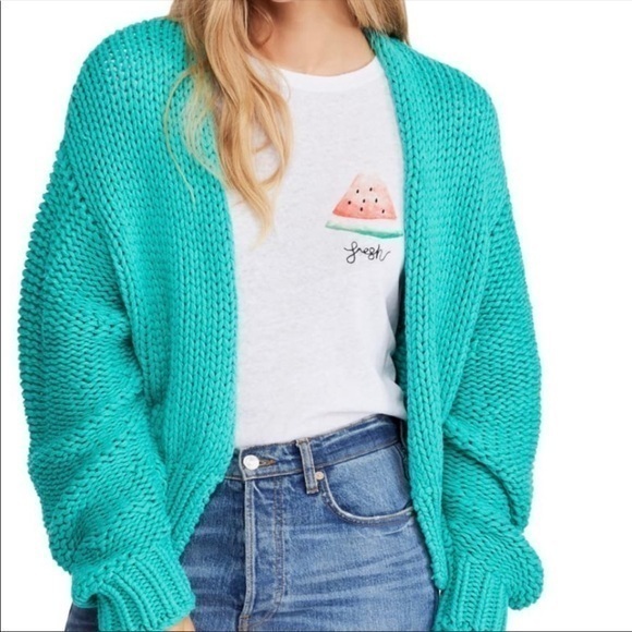 FREE PEOPLE Mint Green Cardigan Sweater NWT - Picture 9 of 9
